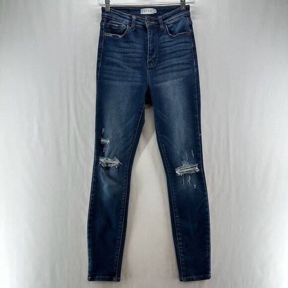 Cello Denim - Cello Jeans Womens Size 3 High Rise Ankle Skinny Distressed Stretch Denim Blue